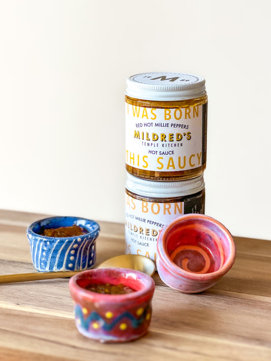 Red Hot Millie Peppers Hot Sauce + Earthworks Dipping Bowl