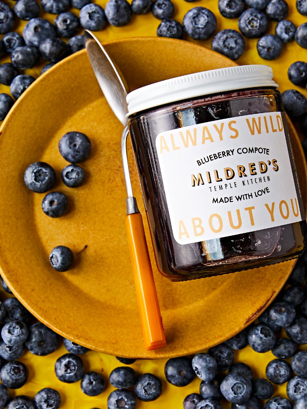 Mildred's Temple Kitchen Wild Blueberry Compote in jar