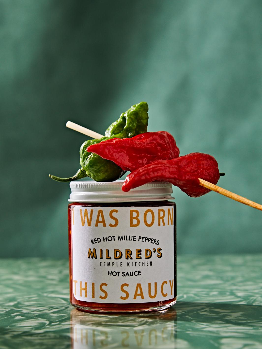 Mildred's Temple Kitchen Red Hot Millie Hot Sauce jar