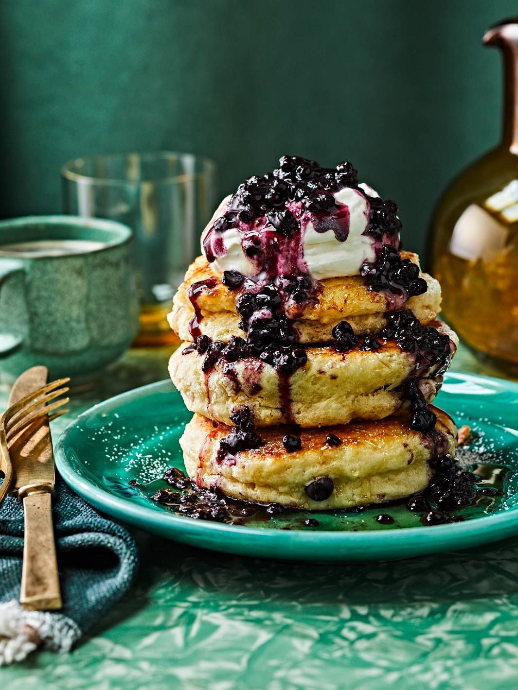 Mildred's Template Kitchen pancake stack with blueberry compote